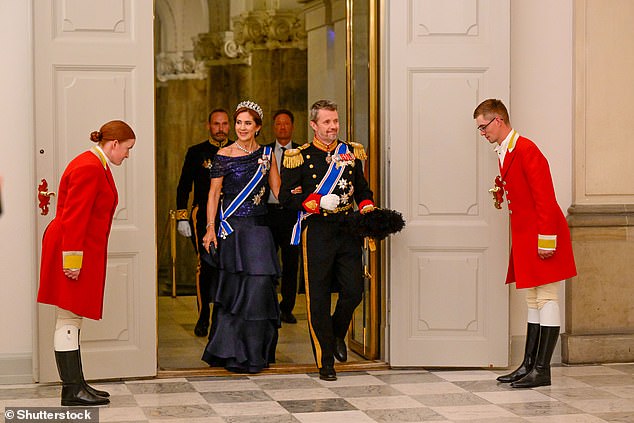 The royal couple seemed delighted to attend the event and smiled as they entered the state banquet.