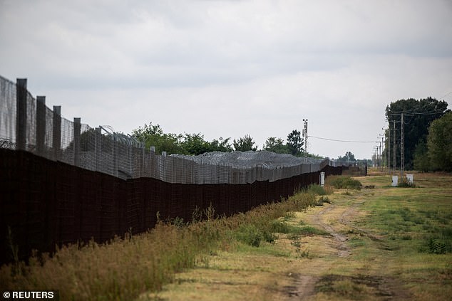 The Hungarian border fence is seen at the Hungarian-Serbian border near Asotthalom, Hungary, on September 10, 2024.