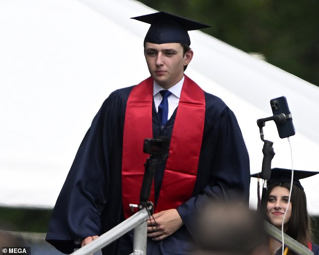 Barron Trump graduated from high school in Florida in May and is now a freshman at New York University, where Melania Trump said Tuesday he was doing well.