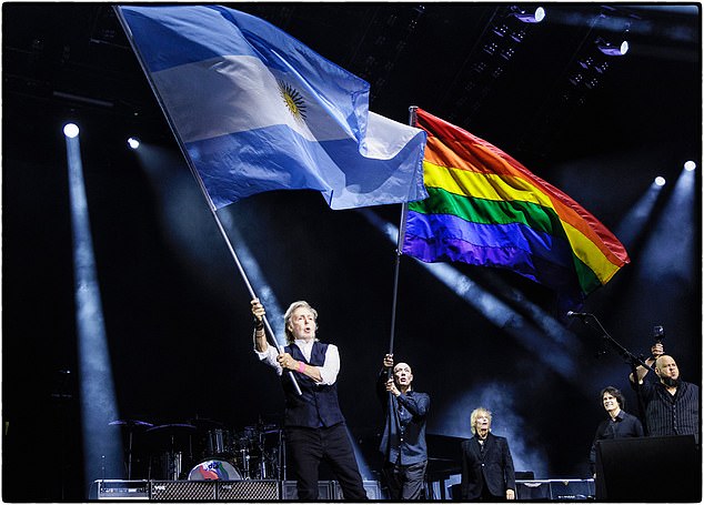 Sir Paul McCartney abandoned his tradition of flying the Union flag at the end of his performance in Buenos Aires, opting to display only the Argentine flag and the LGBTQ flag.