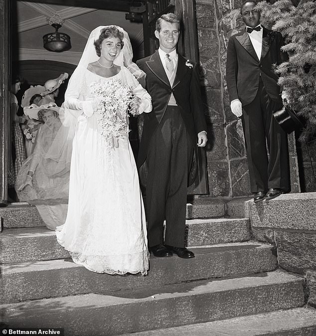 Ethel Kennedy with Robert F. Kennedy on their wedding day in Greenwich, CT in 1950