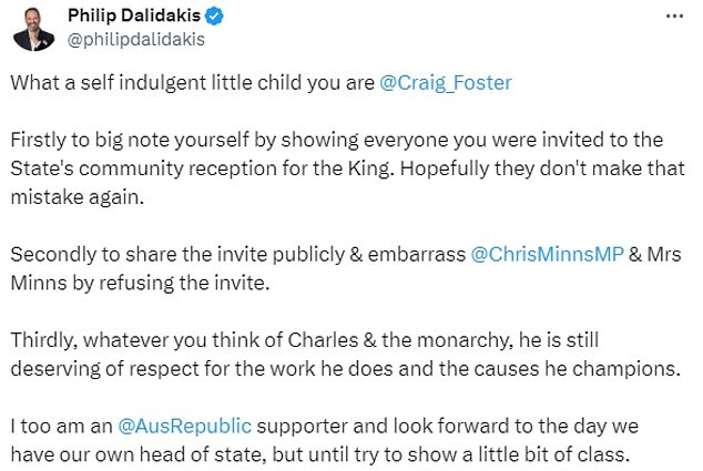 Former Victorian MP Philip Dalidakis didn't hold back when responding to Foster