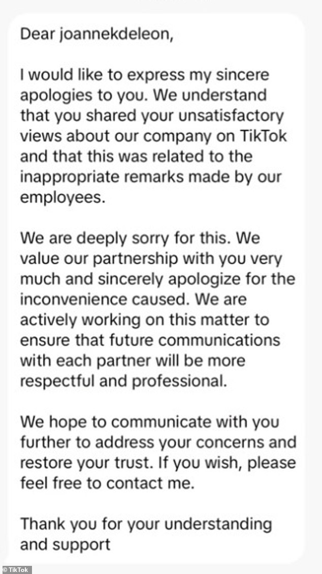 After Romarate posted his first TikTok to the threatening emails, Rugsstyle sent him a direct message apologizing.