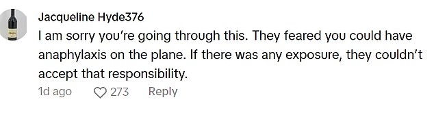 One TikTok user explained that staff were concerned he might go into anaphylactic shock mid-flight.