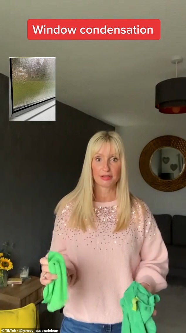 The mother-of-three from Peterborough says the 'old school tip' is the perfect way to prevent condensation on the windows and around the house.