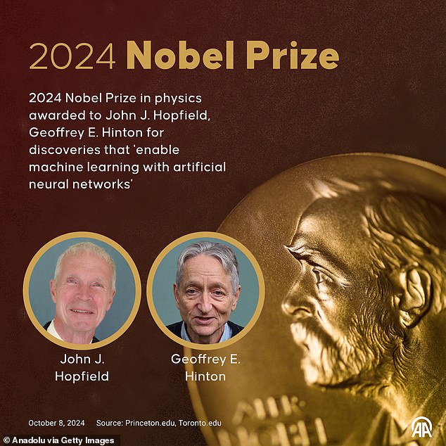 'The godfather of AI' received the 2024 Nobel Prize in Physics on Tuesday alongside John Hopfield after they developed the methods that laid the foundations for AI.