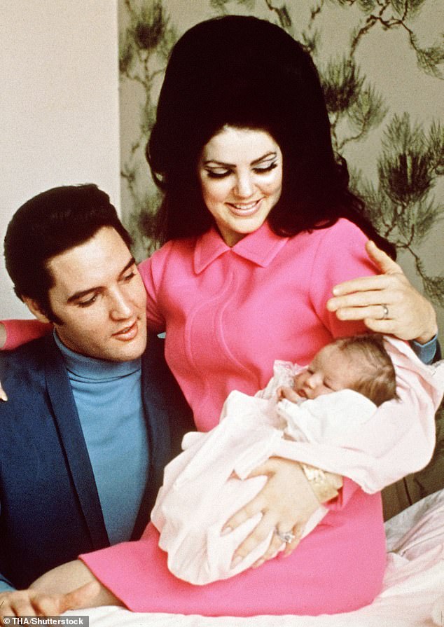 Elvis and Priscilla with baby Lisa Marie in Tennessee in 1968