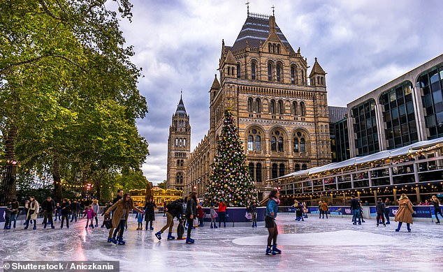 Hikers love skating on the Natural History Museum's ice rink, seen here, an experience that's trending on TikTok with 14,300 posts.