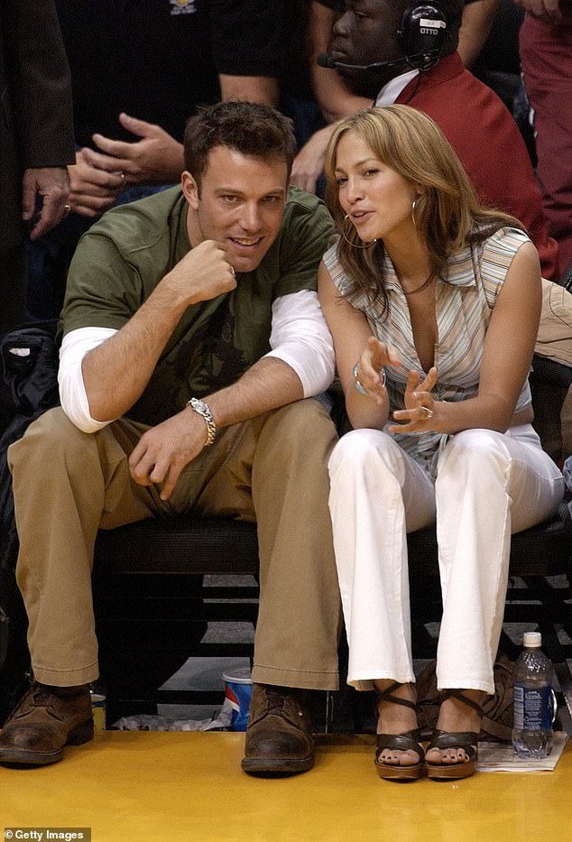 Seen with Ben when they were engaged in 2003.