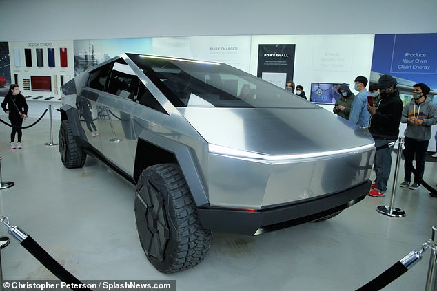 Elon Musk's Tesla Cybertruck on display at Tesla in the Meatpacking District in New York City