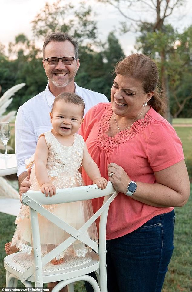 Chandler Powell was born in Seffner, Florida, and his parents Chris and Shannan (pictured with granddaughter Grace) live outside of Tampa and also have another son, Cameron, who is married to his wife Kristin.