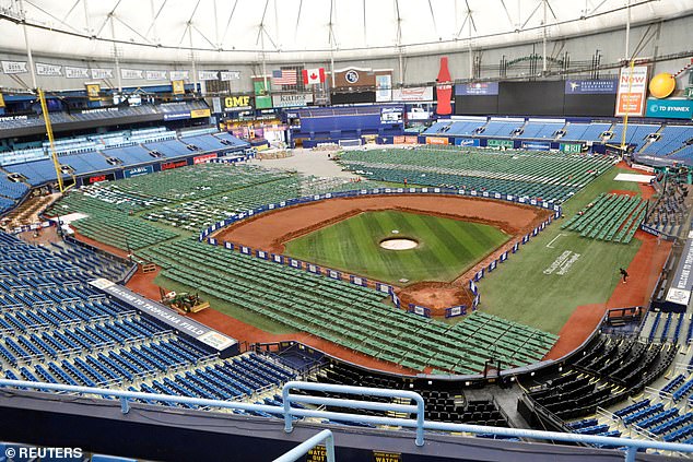 The stadium had been transformed into a base for first responders before the storm.