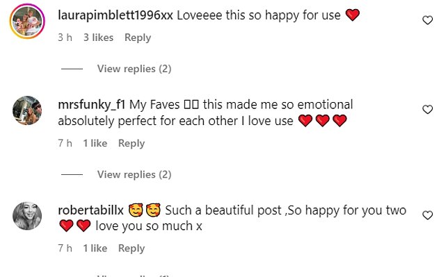 Fans were delighted to read the happy news as they took to the comments section to share their love.