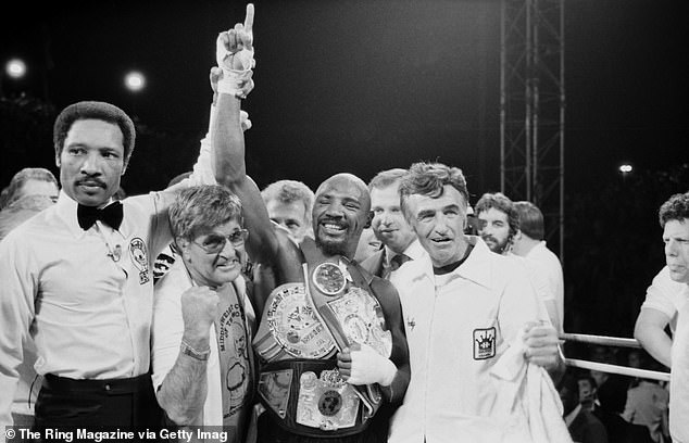 Hagler's hand is finally raised after emerging victorious after three brutal rounds of boxing.