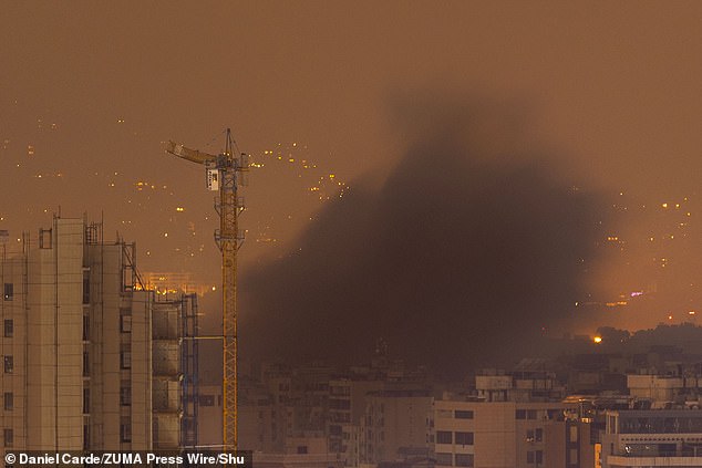 Smoke rises after an Israeli attack targeting Beirut's southern suburbs.