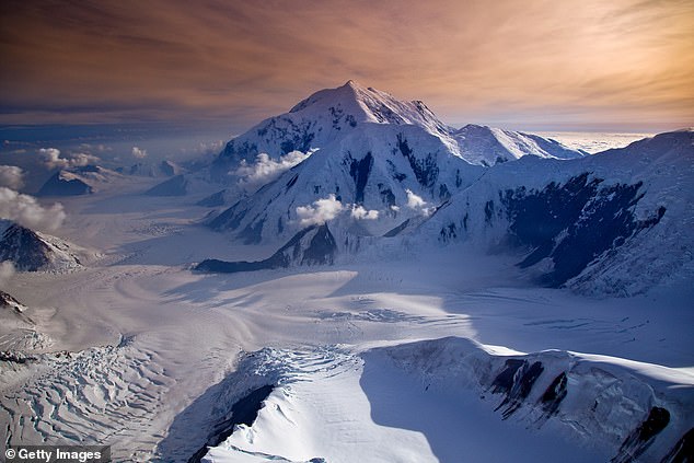 Ruth Glacier descends from Mount Denali, the highest mountain in North America.