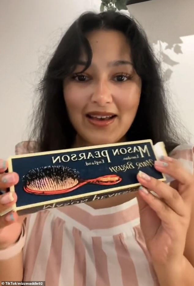 TikTok creator Maddy (pictured) from London, reviewed a Mason Pearson boar bristle brush for her follower