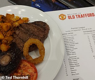 Above is Ted's steak, along with a printout of the team's rosters.