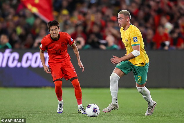 Lewis Miller (right) scored the first goal for Australia just before half-time, leveling the team.