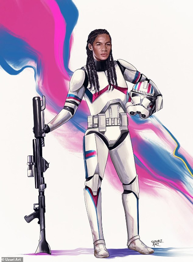 Nicknamed 'Sister', the character first appeared in a 2022 novel and fan art (pictured) before being added to the official Star Wars story at the release of the new book earlier this year. week.