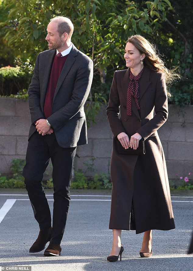 The Princess of Wales met the families of the three girls killed in the Southport knife attack in July during an emotional visit to the city with her husband Prince William (both pictured today).