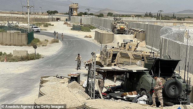 The Afghan National Army stands guard after U.S. forces abandon Bagram Airfield north of Kabul, Afghanistan, July 5, 2021. Foreign forces abandoned Bagram Air Base after nearly 20 years.