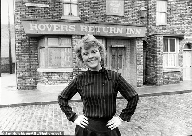 It was later removed in 1979, but briefly returned to Weatherfield in 1983 before saying goodbye to the cobbles for good (pictured in 1983).