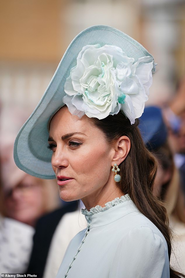 The Princess of Wales wore these aquamarine earrings, associated with protecting sailors and ensuring safe voyages, at Buckingham Palace in 2022