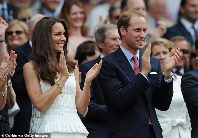 Catherine's charm bracelet (seen here while watching Wimbledon with William in 2011) was a wedding gift from Camilla: on one side is the letter C for Catherine with a crown and on the other is a C for Camilla with a crown.