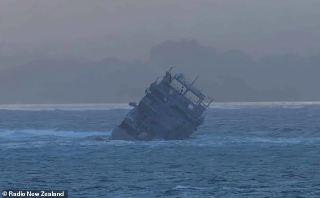 The HMNZS Manawanui caught fire and then capsized after running aground a nautical mile off the Samoan island of Upolu on Saturday night.