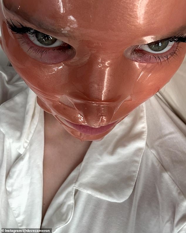 The bombshell also shared a quirky image that shows her practicing skincare with a gelatin mask.