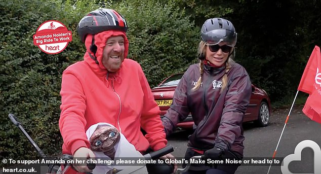 Leigh Francis hilariously surprised Amanda on day four of their mammoth cycling challenge on Thursday.