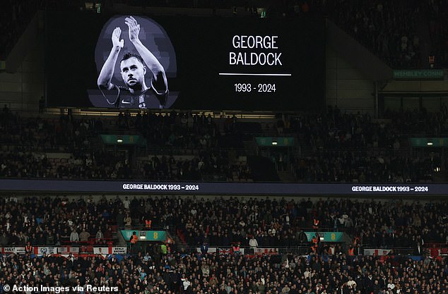 England and Greece took time to remember Baldock before their match at Wembley