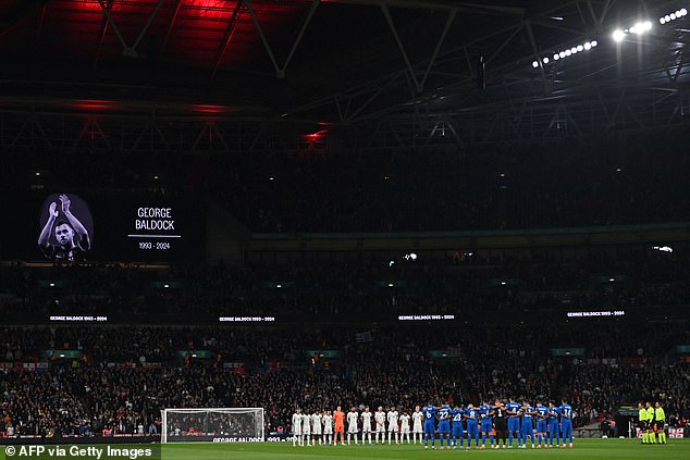 The players held a minute's silence to remember Baldock before the Nations League tie.