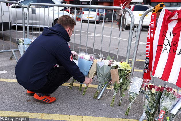 Tributes are being paid to former Sheffield United player George Baldock outside the club's Bramall Lane stadium this afternoon.