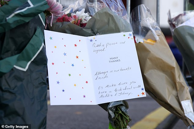 This card said he was a club 'legend' who would 'always be in our hearts'