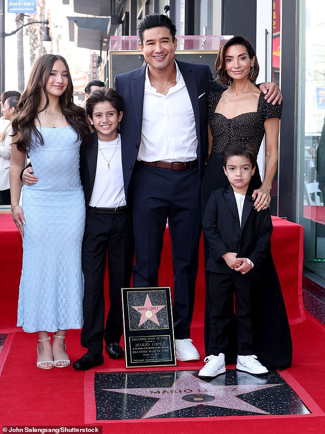 Lopez's family, including his wife, Courtney Mazza, and his three children (Gia, 14, Dominic, 11, and Santino, 5), were by his side to offer their full support and posed proudly with he. to your personalized star