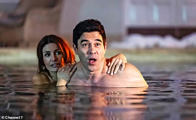 The co-stars were seen sharing a cheeky moment while going for a late-night skinny dip in their hotel pool during their honeymoon, before being caught on CCTV cameras.