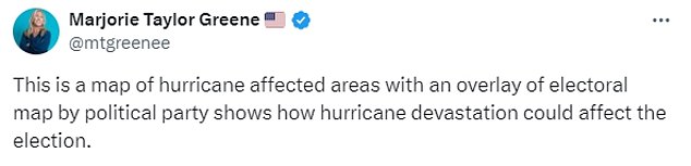 Georgia Republican Congresswoman Marjorie Taylor Greene has been criticized by her colleagues for amplifying claims that the hurricanes could have been prevented.