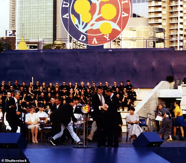 During the 1994 tour, a student fired two shots at Charles with a pistol as he prepared to present prizes to schoolchildren in Sydney's Darling Harbour.