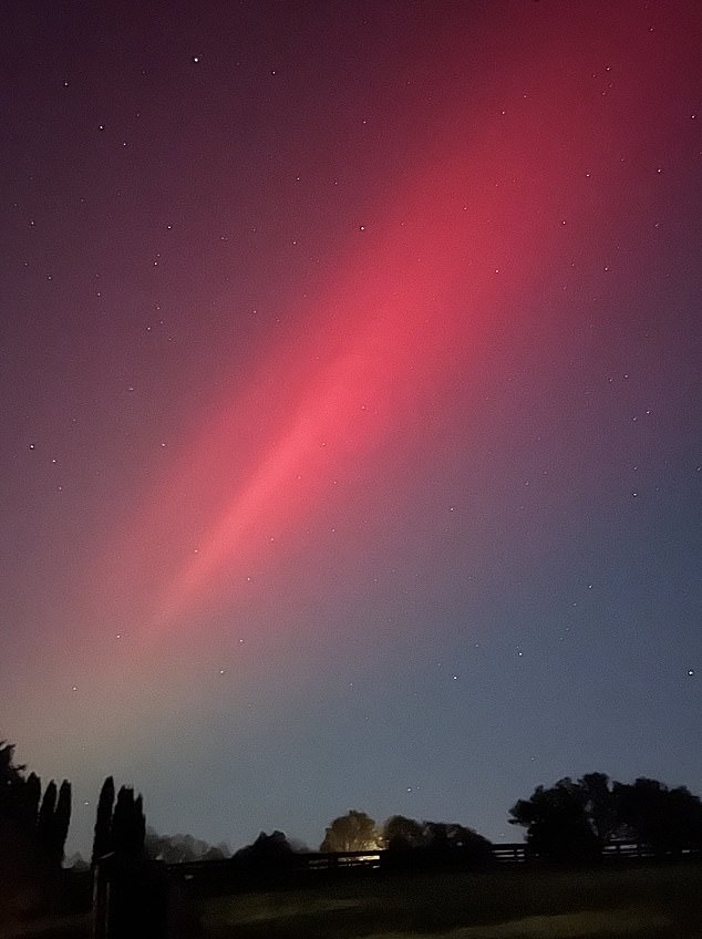 The Northern Lights were captured in Lexington, Kentucky after the severe solar storm