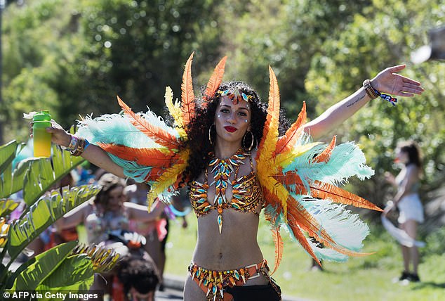 Party time: Katja arrives on the island during an annual carnival held every June (file image)