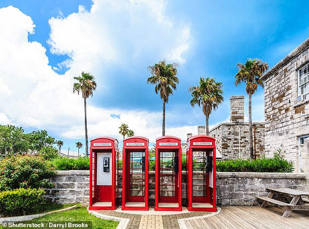 Elements of British life can be found on the island, such as the red telephone boxes seen here.