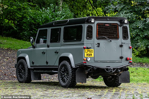 The 2011 Defender 110 with a 6.2-liter V8 is finished in Keswick Green with contrasting black accents. While it will integrate with Chelsea tractors, it is durable enough for off-road activities and there is even a specially designed weapons drawer, hidden and lockable in the floor of the luggage compartment.