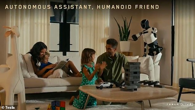 The tycoon showed a clip of how robots could help around the house and integrate with families.