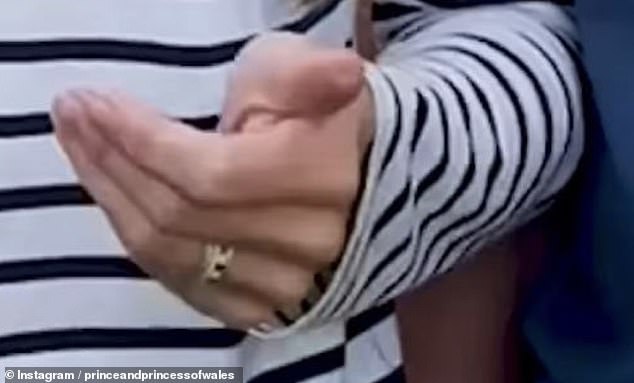 The princess was also seen wearing a new ring on her wedding ring finger, leading royal fans to speculate that it is an eternity ring (pictured).