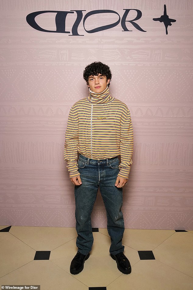 Noah Jupe was also present and wore a peculiar striped top.