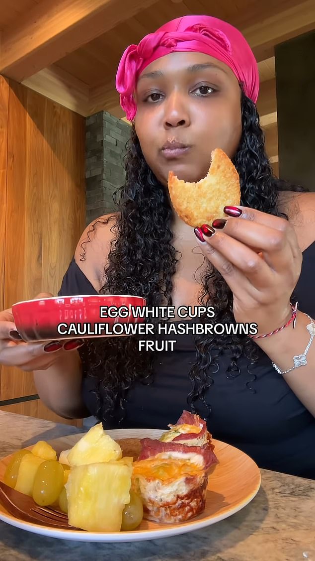 The 36-year-old rapper and singer clarified her new approach to eating for her fans in a clip in which she shows everything she eats on a given day now that she's added animal protein back into her diet.