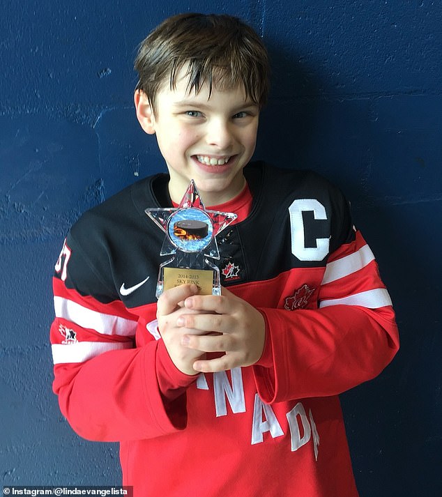 Linda also proudly displayed some of her son's accomplishments, including a trophy he received while being part of what appeared to be a hockey team.