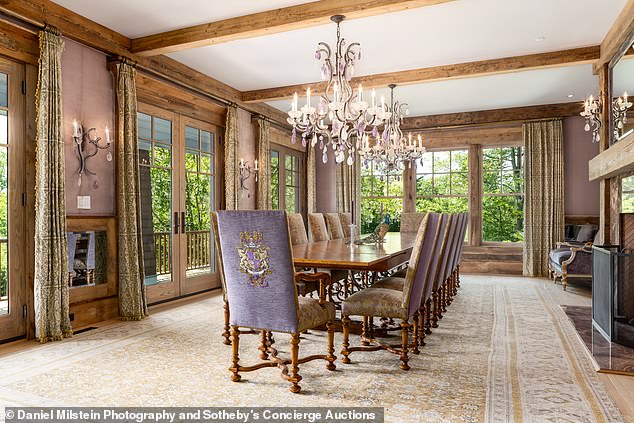 There is space for 12 people in this opulent and luxurious dining room